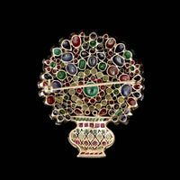 Vintage 14K Yellow Gold Estate Gem-set Bouquet Brooch