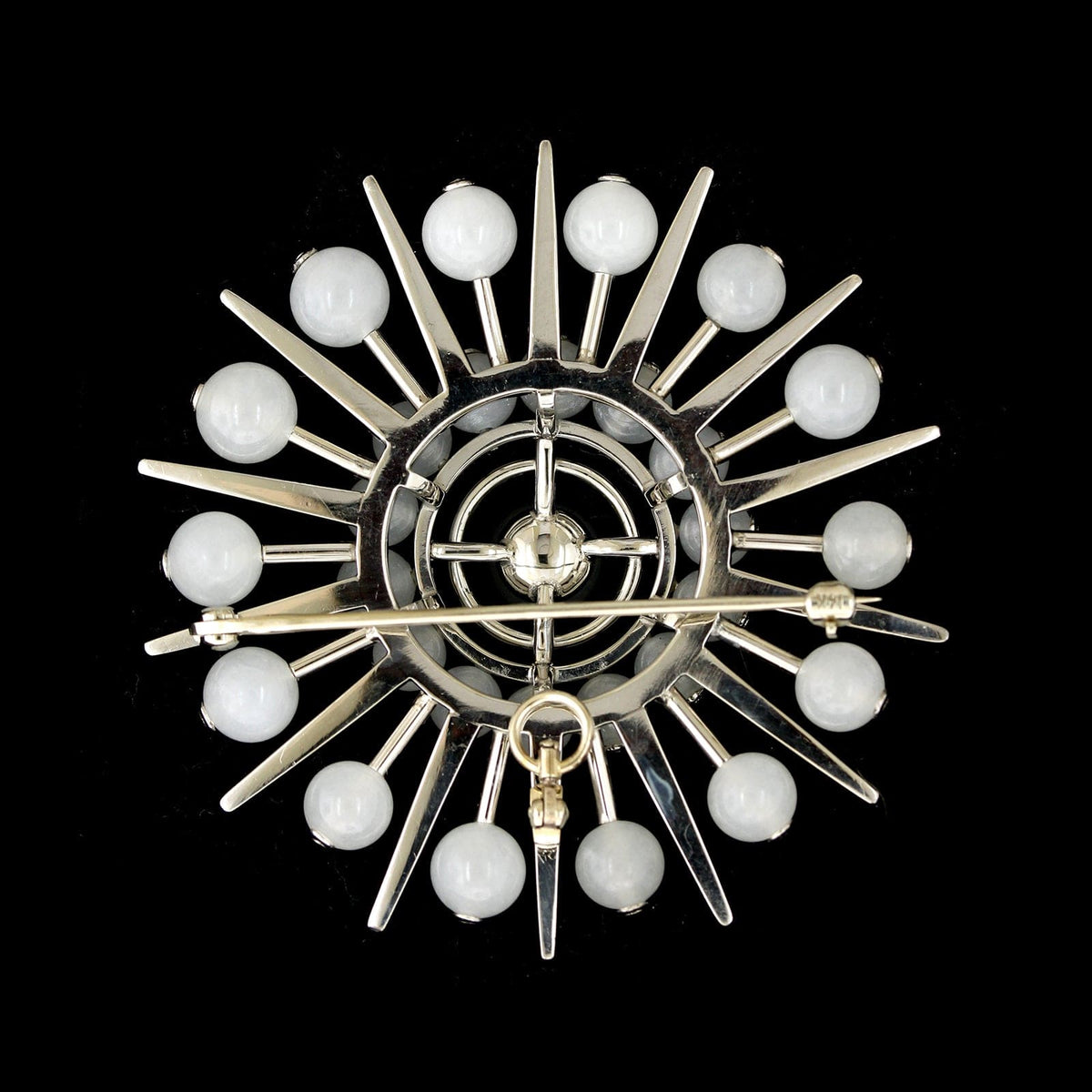 14K White Gold Estate Milky Quartz Pin Pendant