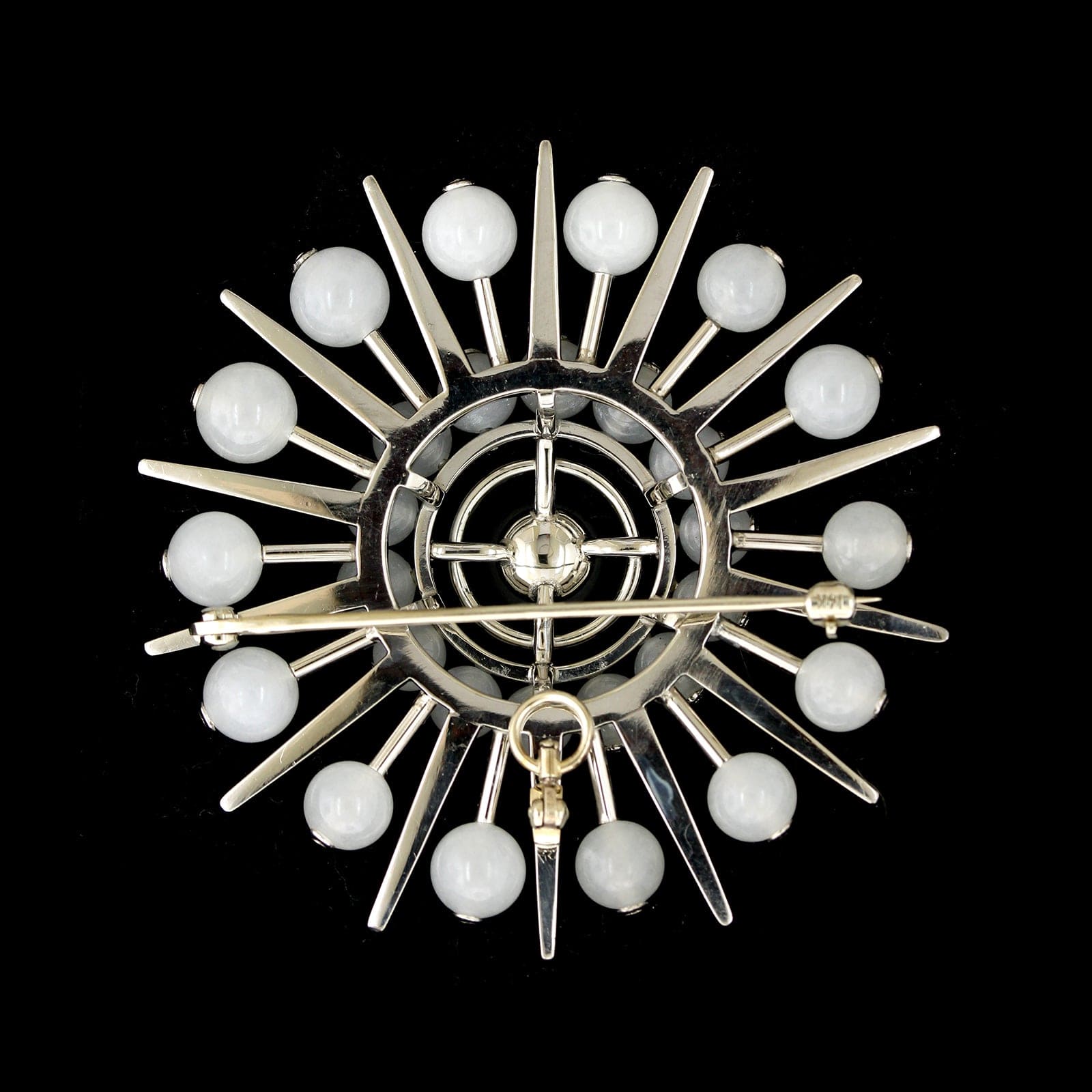 14K White Gold Estate Milky Quartz Pin Pendant