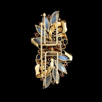 Retro Raymond Yard 14K Yellow Gold Estate Gem-set Clip Brooch