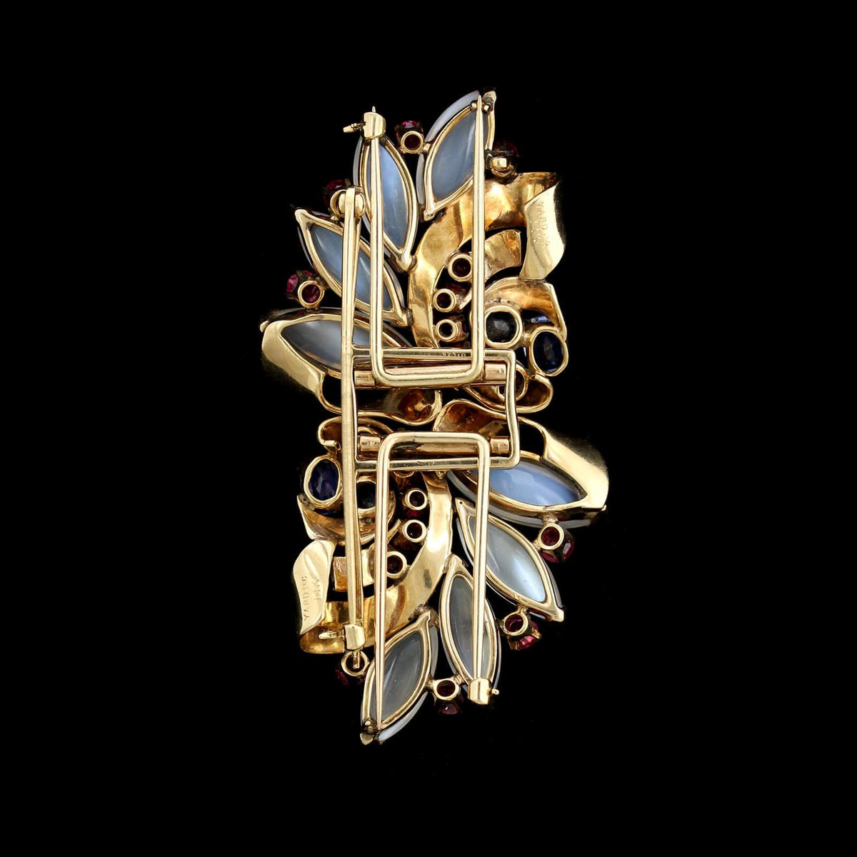 Retro Raymond Yard 14K Yellow Gold Estate Gem-set Clip Brooch