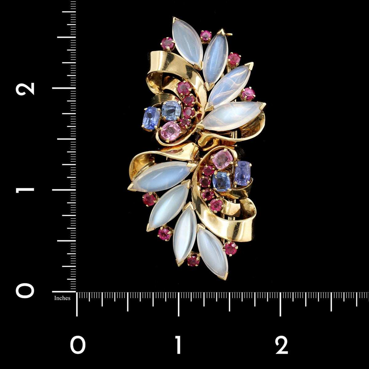 Retro Raymond Yard 14K Yellow Gold Estate Gem-set Clip Brooch