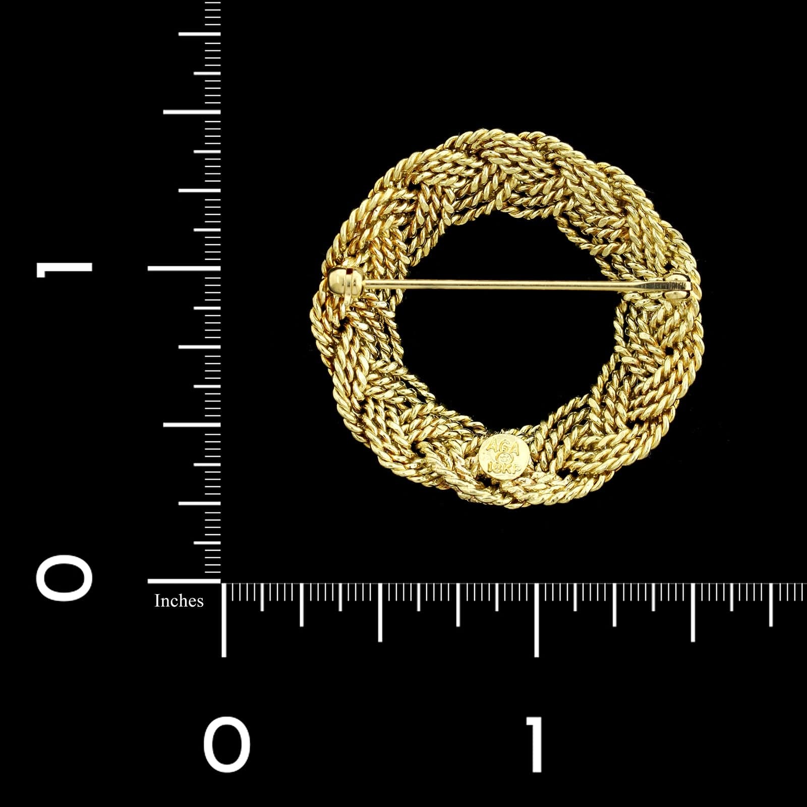 A.G.A. Correa & Sons 18K Yellow Gold Estate Diamond Turk's Head Circle Pin