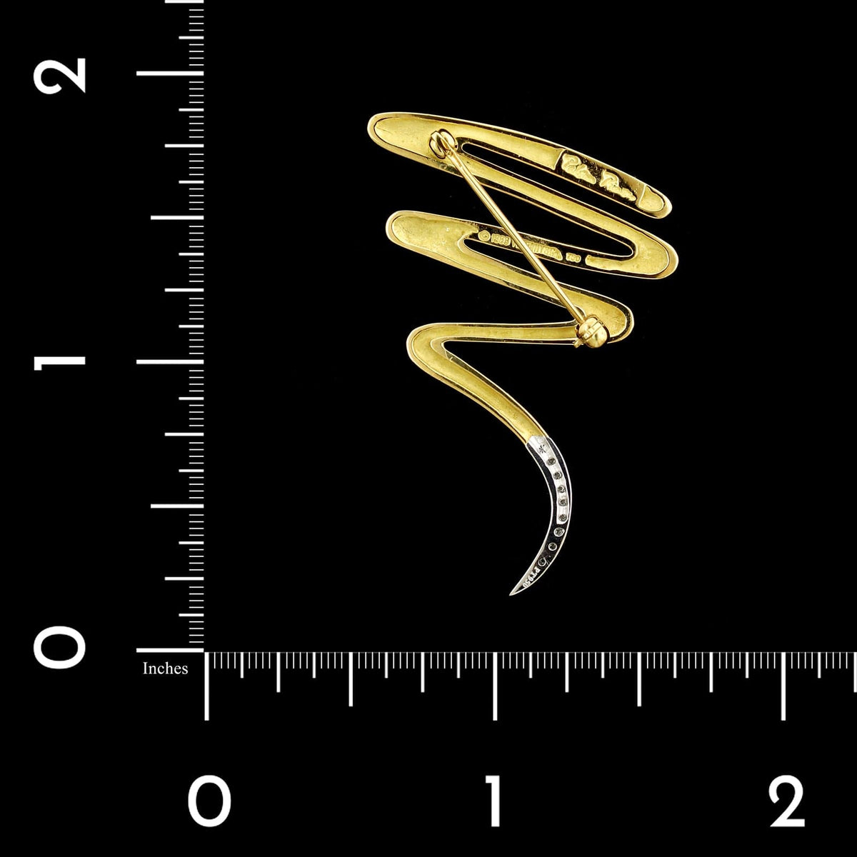 Tiffany &amp; Co. Paloma Picasso 18K Yellow Gold Estate Squiggle and Diamond Pin