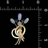 Vintage 14K Yellow Gold Estate Moonstone and Sapphire Pin