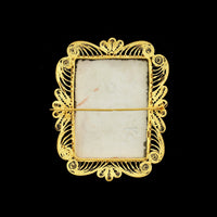 Vintage 18K Yellow Gold Estate Saint Fabiola Porcelain Filigree Brooch