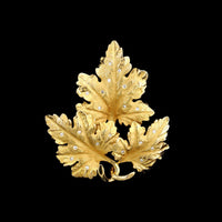 14K Yellow Gold Estate Diamond Leaf Pin