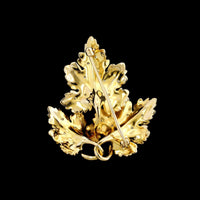 14K Yellow Gold Estate Diamond Leaf Pin