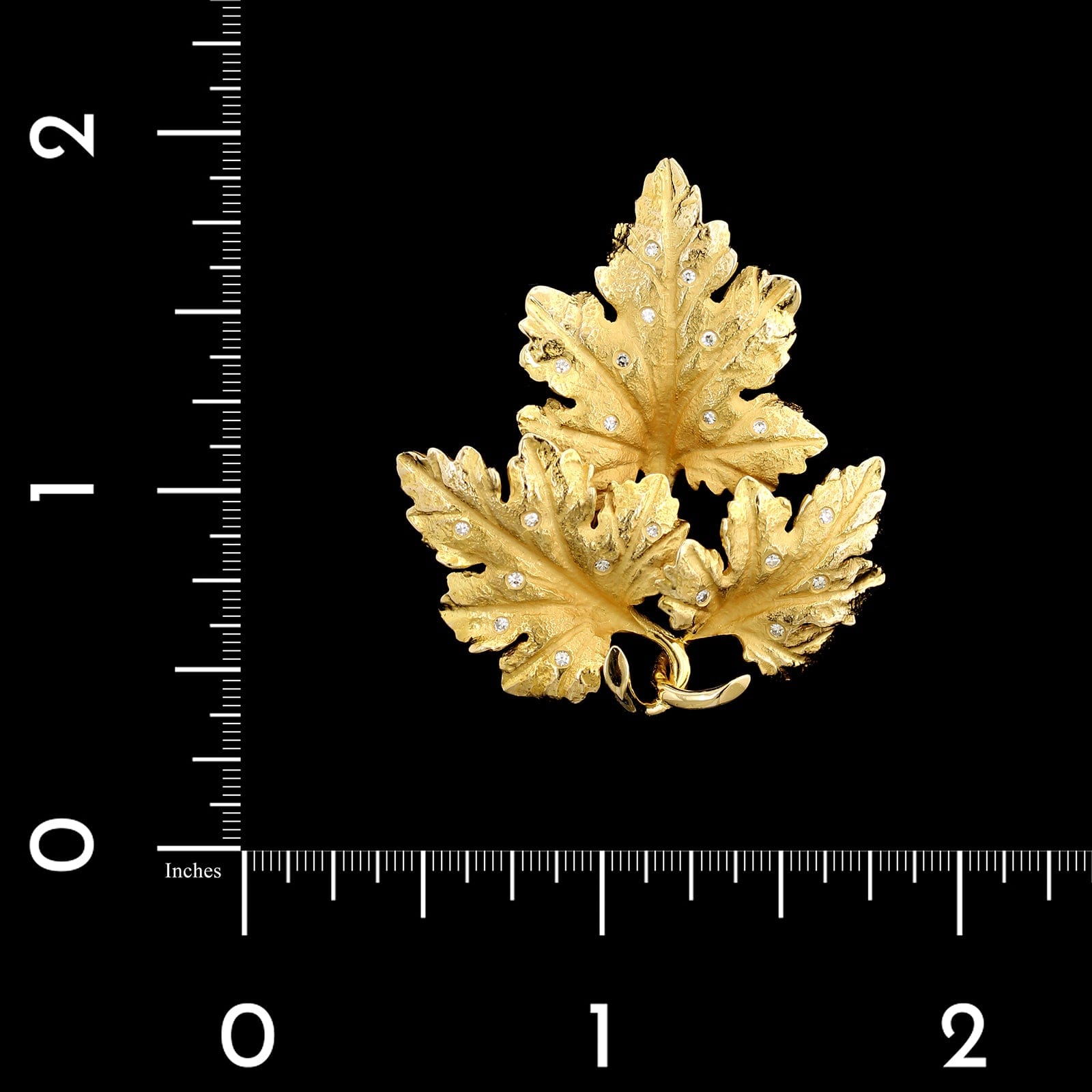 14K Yellow Gold Estate Diamond Leaf Pin