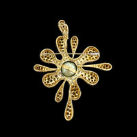 18K Yellow Gold Estate Cultured Tahitian Pearl, Yellow Sapphire and Diamond Pin Pendant