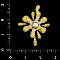 18K Yellow Gold Estate Cultured Tahitian Pearl, Yellow Sapphire and Diamond Pin Pendant