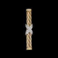 14K Two-tone Gold Estate Diamond X Pin