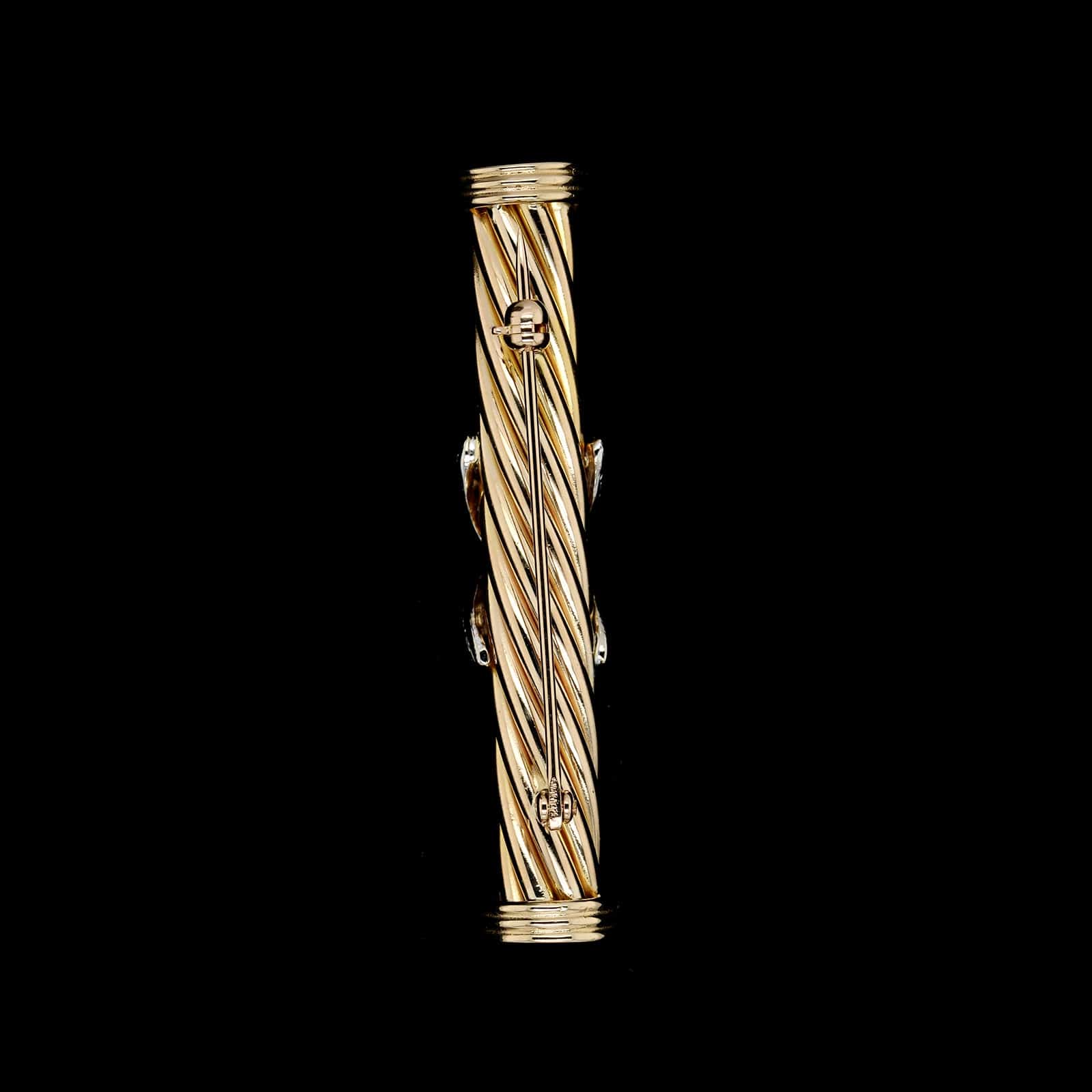 14K Two-tone Gold Estate Diamond X Pin