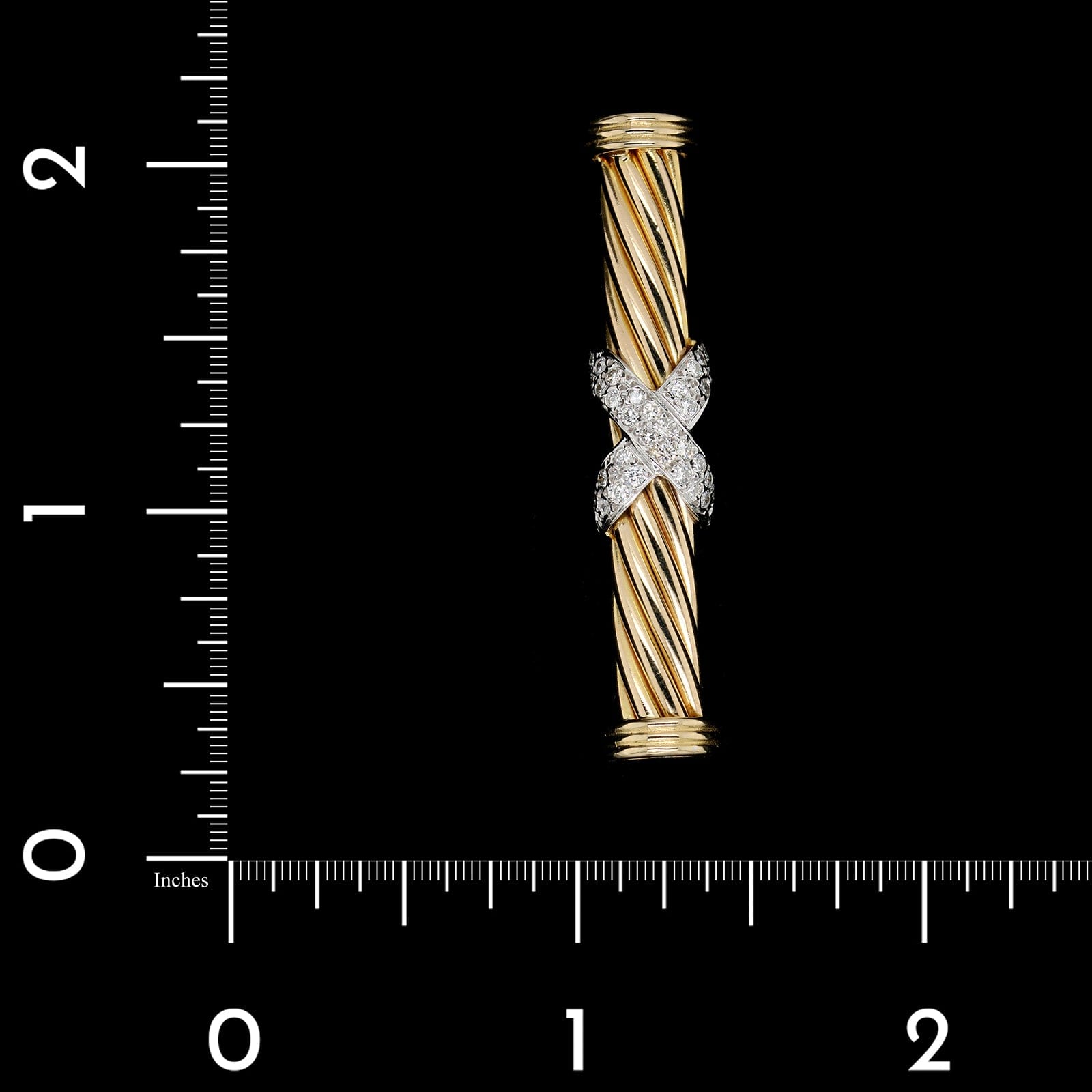 14K Two-tone Gold Estate Diamond X Pin