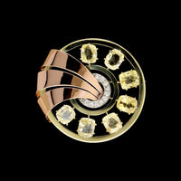Eckfeldt & Ackley Retro 18K Rose and Yellow Gold Estate, Yellow Sapphire and Diamond Brooch
