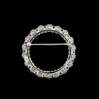 18K White Gold Estate Diamond Circle Pin