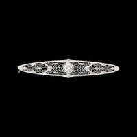 Vintage 14K White Gold Estate Diamond Filigree Pin