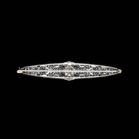 Vintage 14K White Gold Estate Diamond Filigree Pin