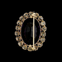 14K Yellow Gold Estate Amethyst and Diamond Pin