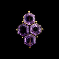 Antique 14K Yellow Gold Estate Amethyst Pin