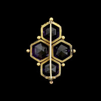 Antique 14K Yellow Gold Estate Amethyst Pin
