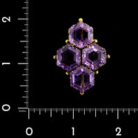 Antique 14K Yellow Gold Estate Amethyst Pin