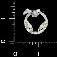 Art Deco Platinum Estate Diamond Circle Bow Pin