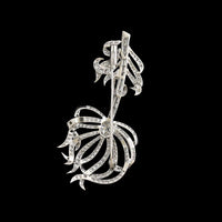 18K White Gold Estate Diamond Feather Pin