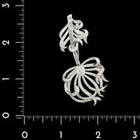 18K White Gold Estate Diamond Feather Pin