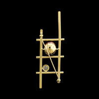 18K Yellow Gold Estate Cultured Black South Sea Pearl and Diamond Pin
