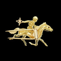 18K Yellow Gold Estate Horse and Rider Brooch