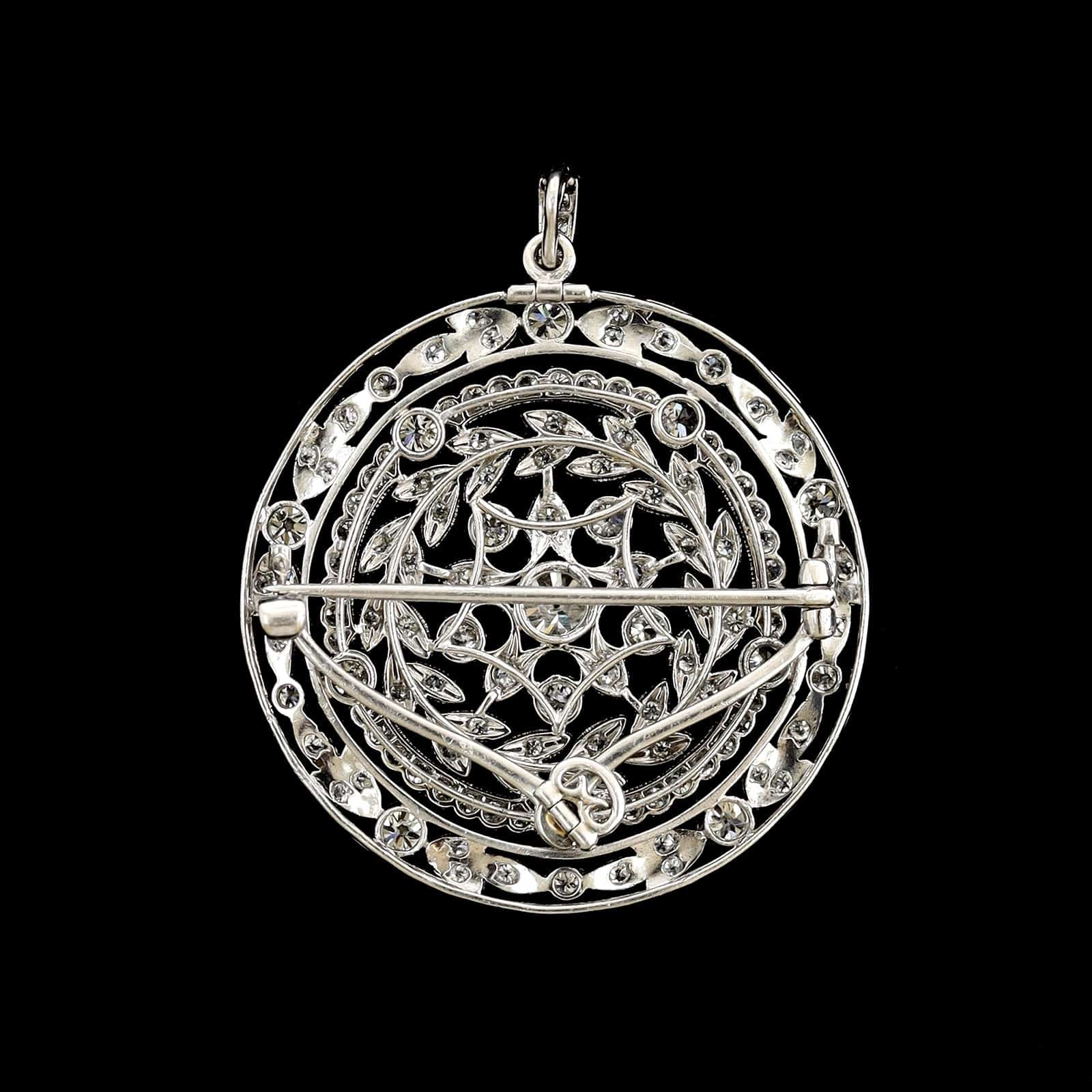 Vintage Art Deco Platinum Estate Diamond Pin Pendant