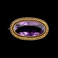 Antique 14K Yellow Gold Estate Amethyst Pin