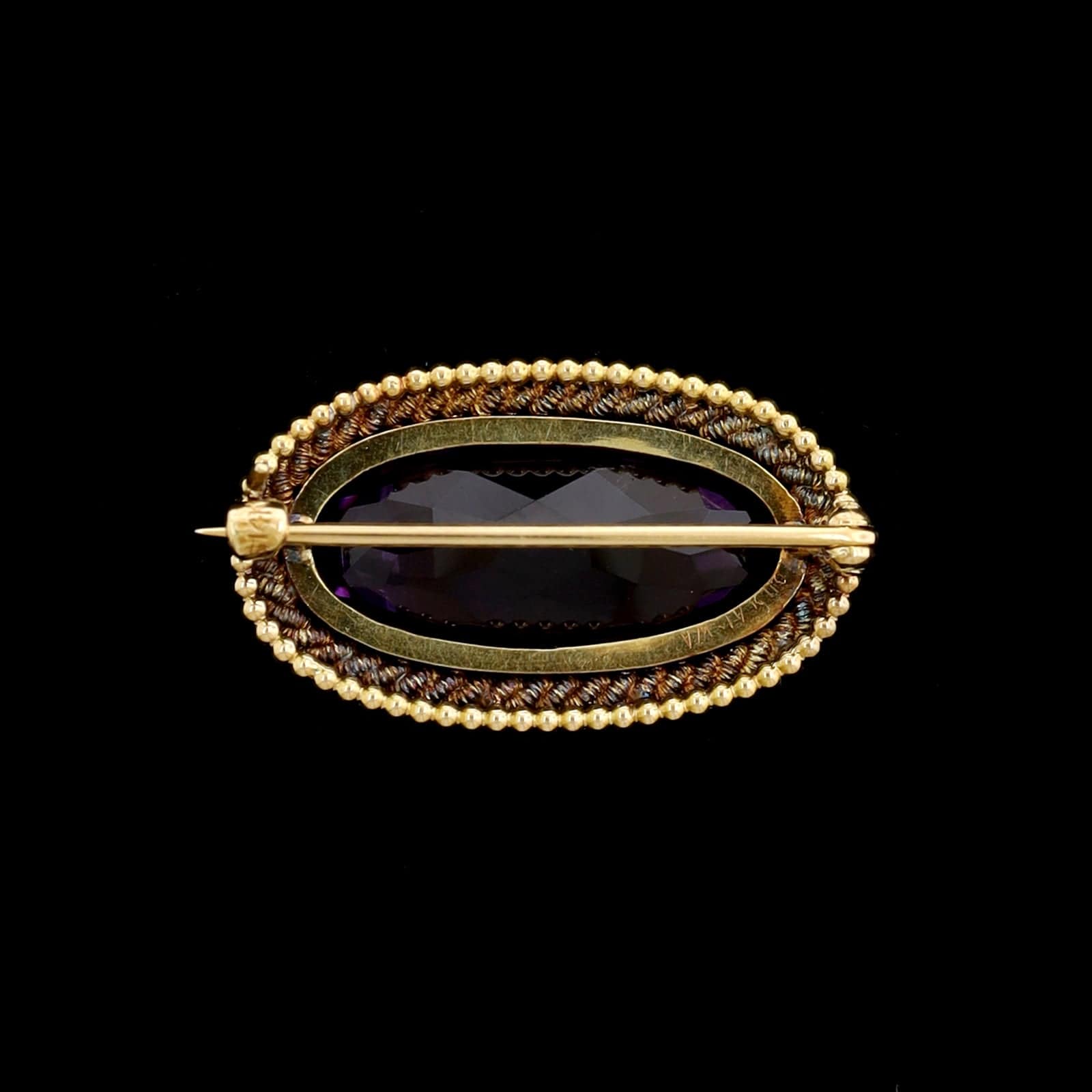 Antique 14K Yellow Gold Estate Amethyst Pin