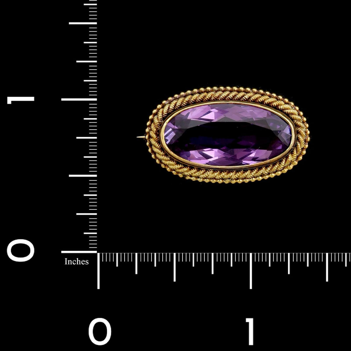 Antique 14K Yellow Gold Estate Amethyst Pin
