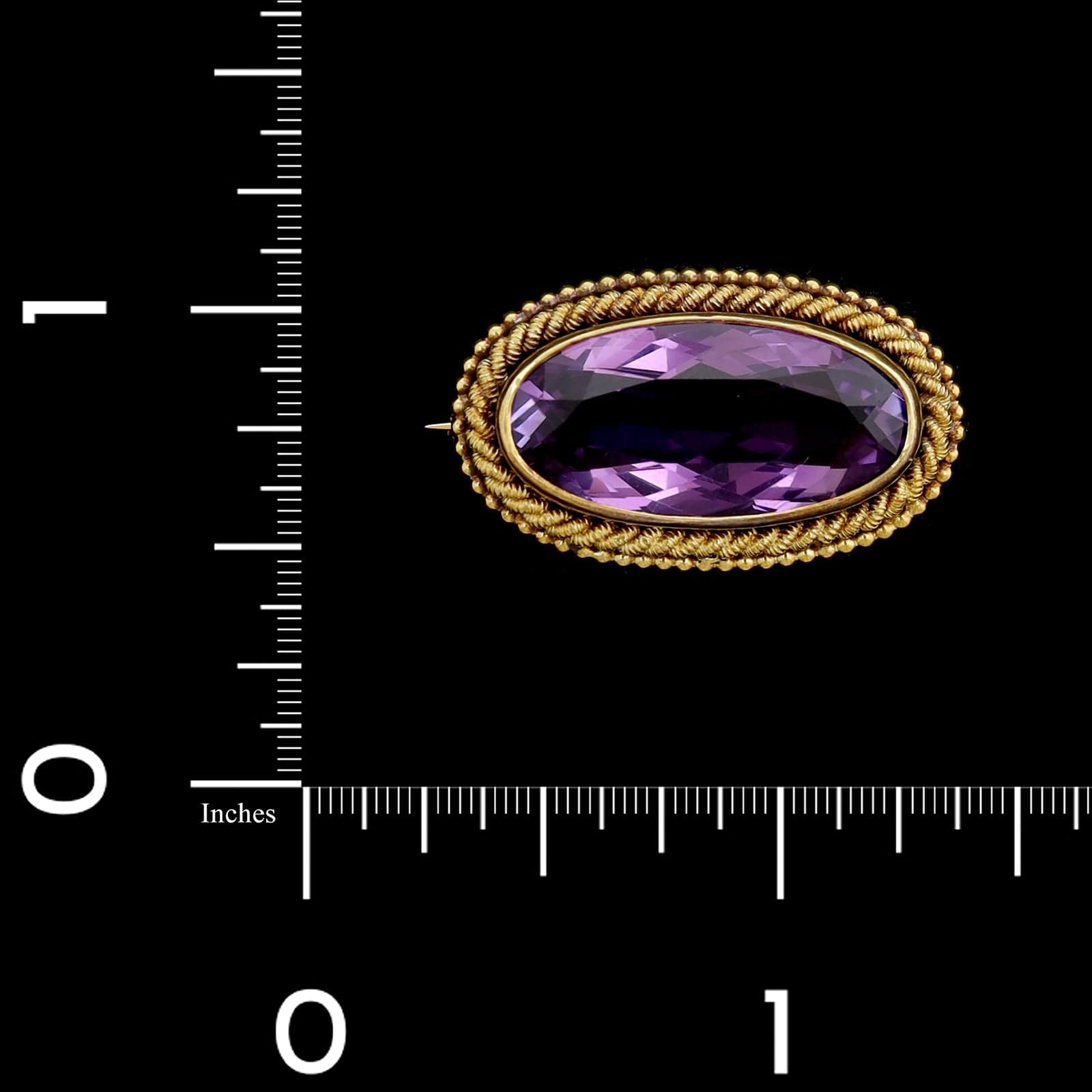 Antique 14K Yellow Gold Estate Amethyst Pin