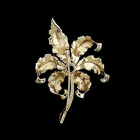 Vintage 14K White Gold Estate Cultured Pearl and Diamond Flower Pin