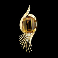 Retro 14K Yellow Gold Estate Citrine Pin Pendant
