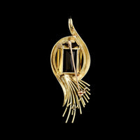 Retro 14K Yellow Gold Estate Citrine Pin Pendant