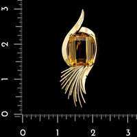 Retro 14K Yellow Gold Estate Citrine Pin Pendant