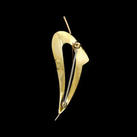 18K Tricolor Estate Satin Mosaic Gold and Diamond Brooch