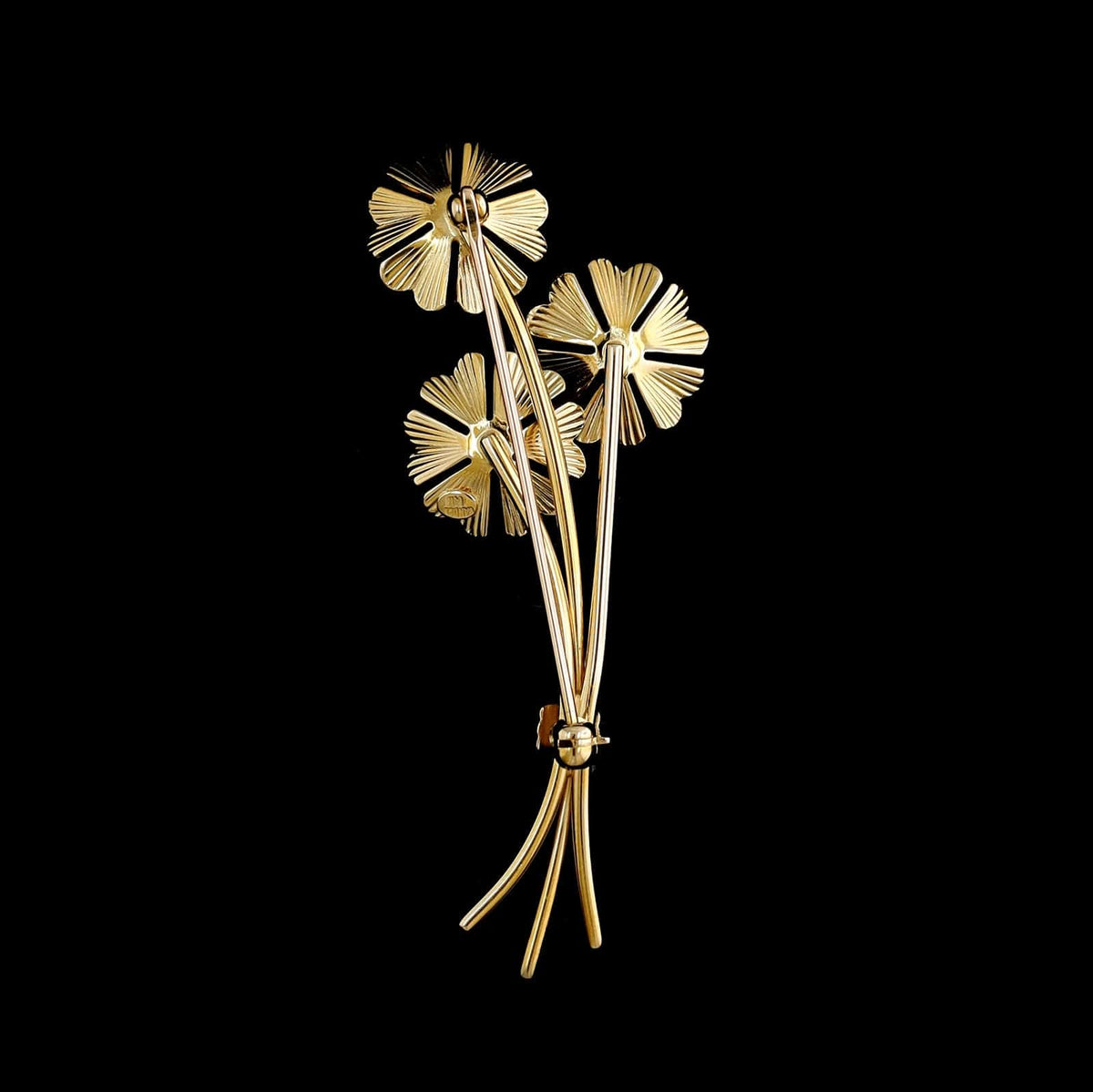 14K Yellow Gold Estate Sapphire Flower Pin