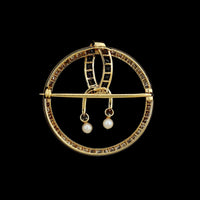 18K Yellow Gold Estate Sapphire and Diamond Pendant Brooch