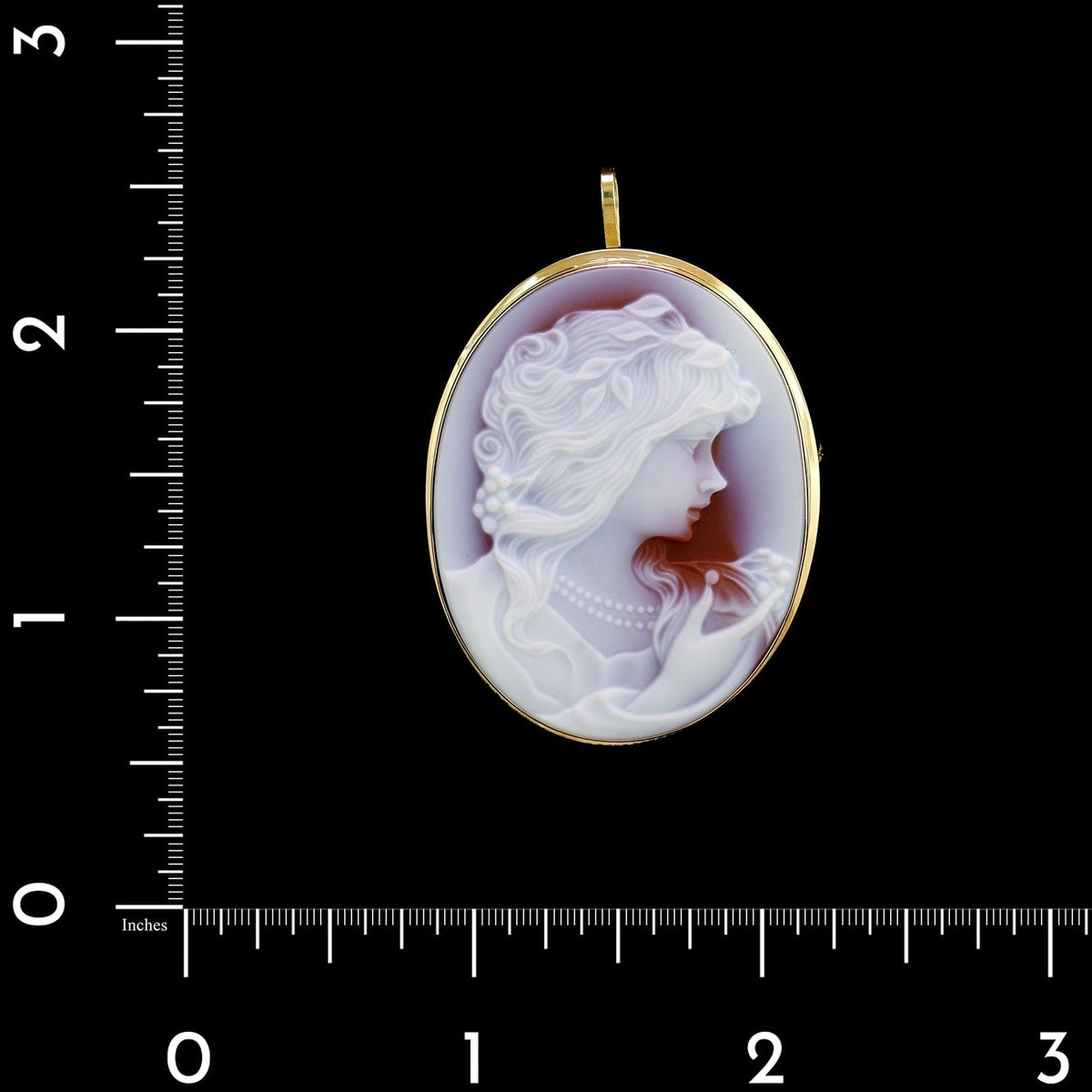 18K Yellow Gold Estate Agate Cameo Pin Pendant