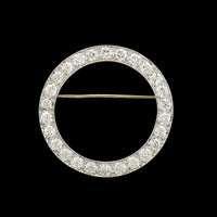 Vintage Platinum Estate Diamond Circle Pin