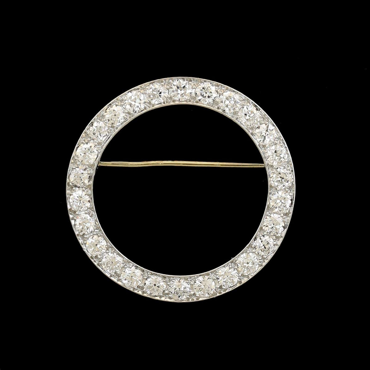 Vintage Platinum Estate Diamond Circle Pin