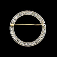 Vintage Platinum Estate Diamond Circle Pin
