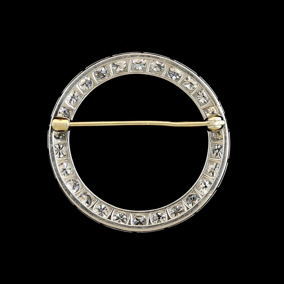 Vintage Platinum Estate Diamond Circle Pin