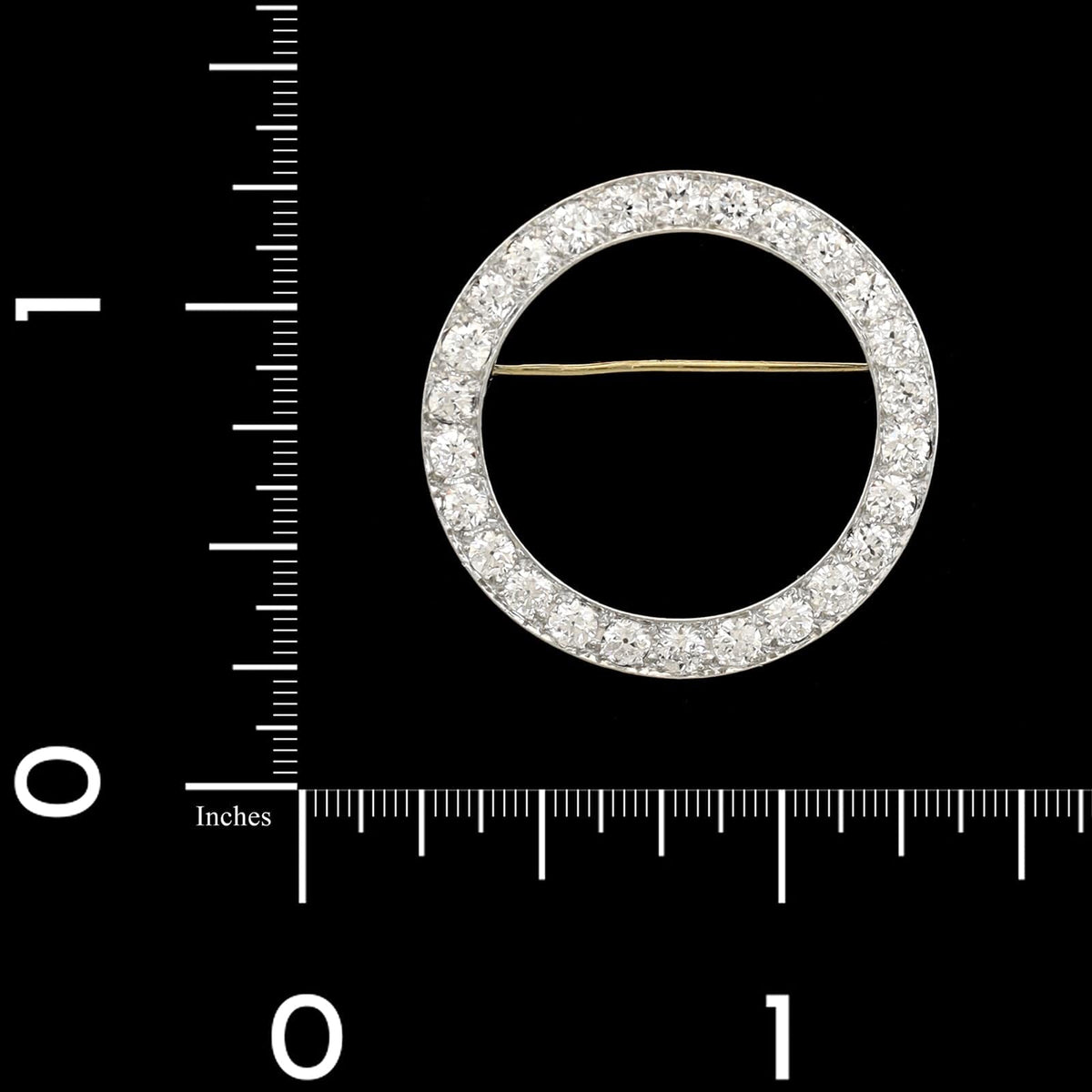 Vintage Platinum Estate Diamond Circle Pin