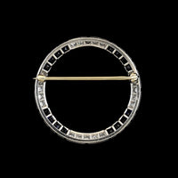 Platinum Estate Sapphire and Diamond Circle Pin